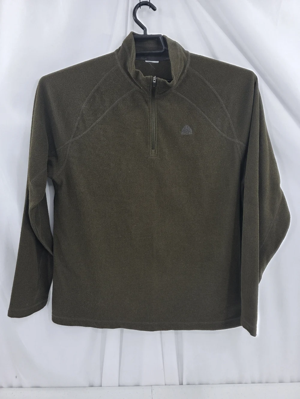 Vintage Nike ACG Men's‎ Army Green Quarter Zip Pullover Waffle Knit Y2K Medium.